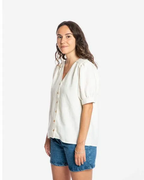 MATONA Matona Kurzärmelige Bluse | Day Blouse | aus Leinen, White, – Produktbild 2 von 3