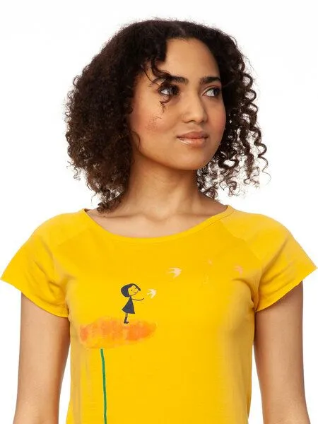 FellHerz FellHerz Damen T-Shirt Schwalbenzug, Gelb, – Produktbild 4 von 6