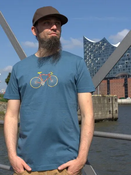 T-Shirtladen-Marktstrasse T-Shirtladen-Marktstrasse GmbH Rennrad blaugrau Boy-T-Shirt – Produktbild 3 von 4