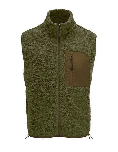 Sol's Sol's Winter Fleeceweste dick und kuschelig recycelt Unisex Seitentaschen mit Reißverschluss Winterweste Polarfleece XXS bis 4XL Sherpa Gilet Bodywarmer, Grün (army), – Produktbild 2 von 3