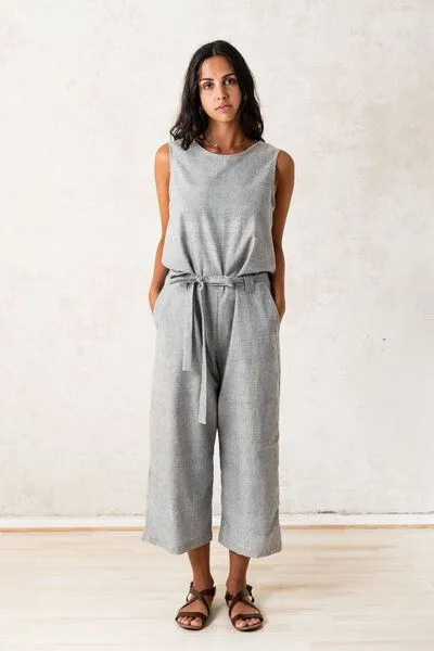 Jyoti - Fair Works Jyoti - Fair Works Bio-Baumwoll Jumpsuit Jalina, Hellgrau, – Produktbild 1 von 4
