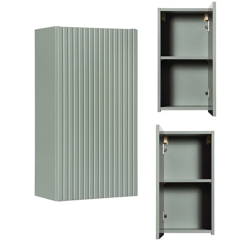 Lomadox Hängeschrank NEWPORT-56-GREEN Wandschrank Badschrank, Schilfgrün, gerillte Front, ca. 30/57/19cm, Grün, – Produktbild 1 von 4