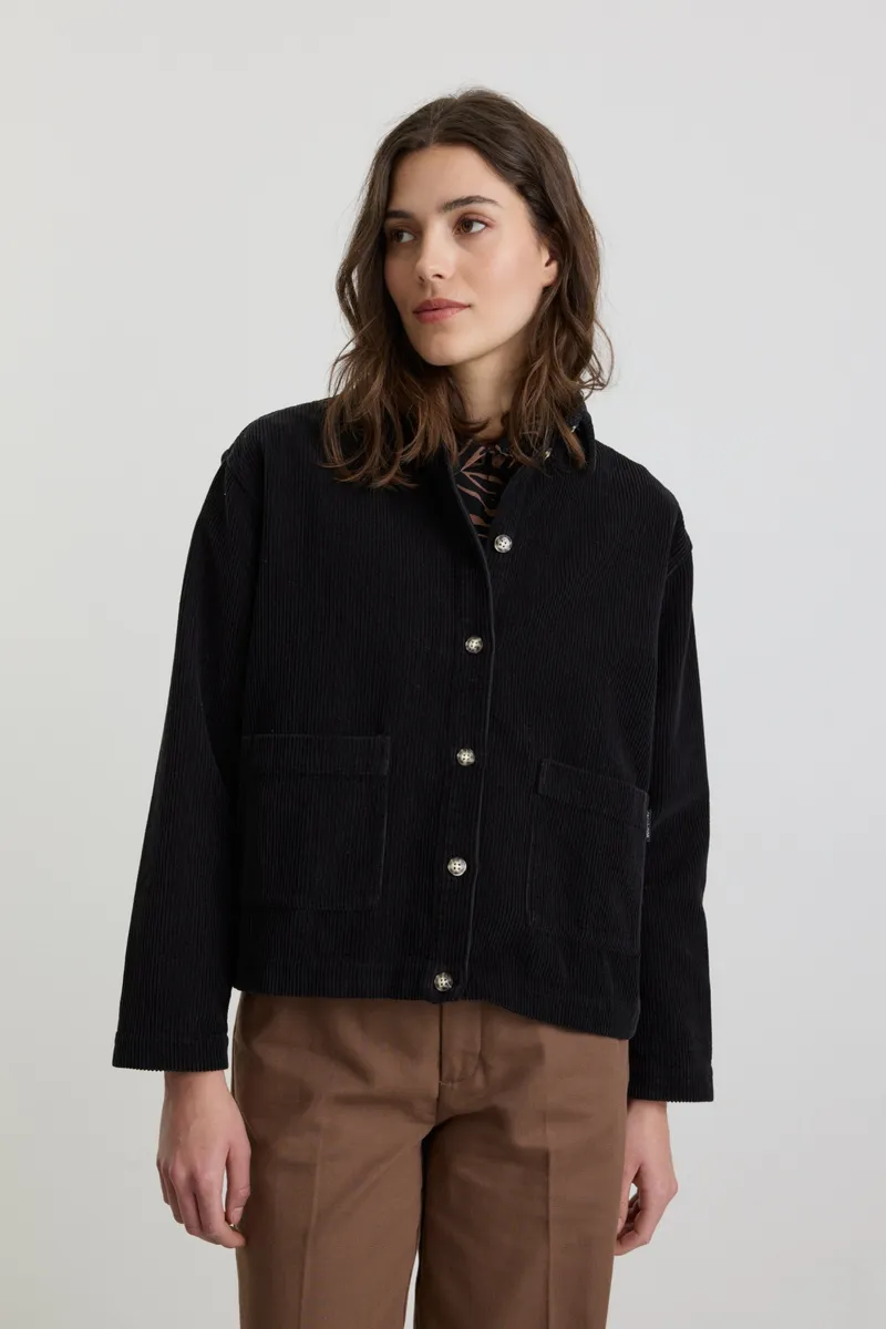recolution Recolution Damen vegan Overshirt Cord Rhodea Schwarz, Schwarz, – Produktbild 2 von 2