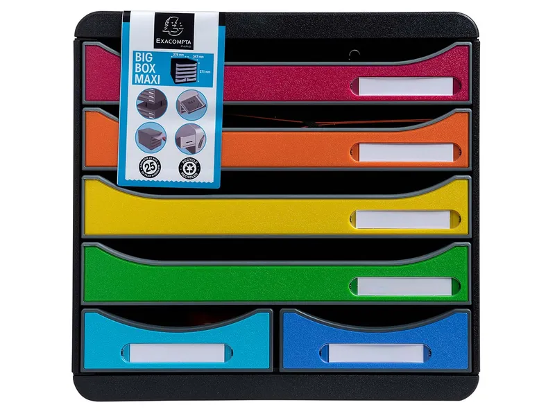 Exacompta Exacompta Schubladenbox "Iderama", DIN A4+, 6 Schubladen offen, regenbogen – Produktbild 2 von 3