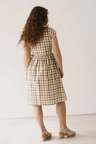 TIRALAHILACHA TIRALAHILACHA Hira wrap midi dress vichy, Gelb, – Produktbild 2 von 4