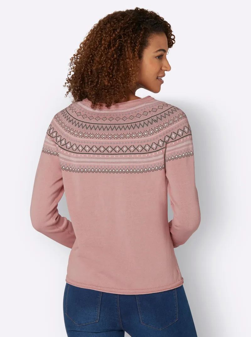 Witt Norwegerpullover, Rosé-gemustert, – Produktbild 1 von 2