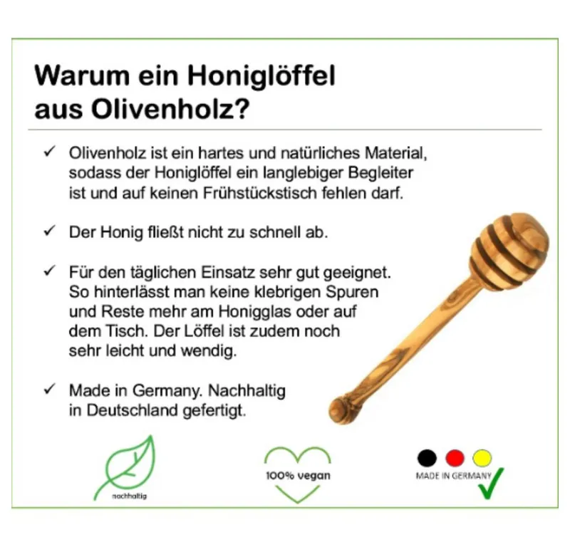 Olivenholz erleben Olivenholz erleben Honigheber (14 cm) aus Olivenholz – Produktbild 5 von 7