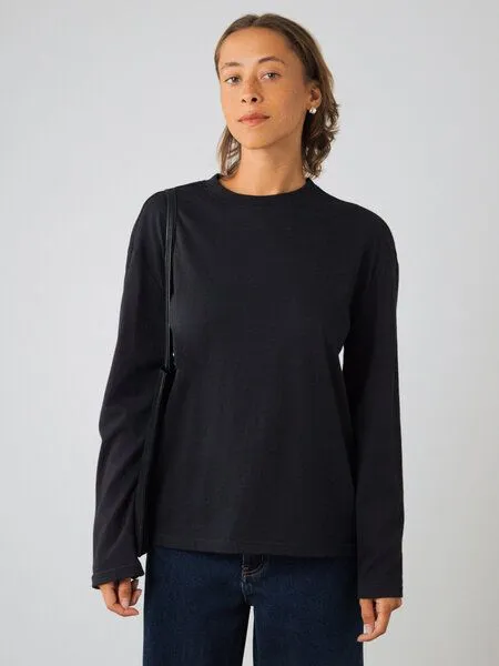 Honest Basics Honest Basics OG Langarmshirt aus Bio- und recycelter Baumwolle, Schwarz, – Produktbild 2 von 4