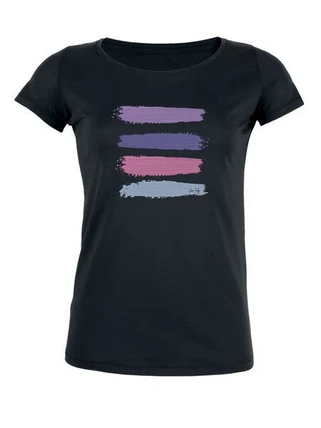 Human Family Human Family Damen Bio T-Shirt "Desires - Stripes" in weiss und schwarz, Schwarz, – Produktbild 1 von 2