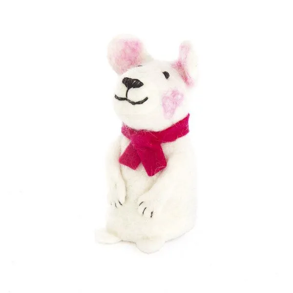 short'n'pietz short'n'pietz handgefilzter Eisbär mit Schal als Filz Eierwärmer, Weiß pink, – Produktbild 1 von 1