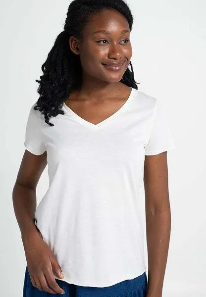 Alma & Lovis Alma & Lovis Shirt aus Bio-Baumwolle | V-Neck Shirt, Weiß, – Produktbild 1 von 3