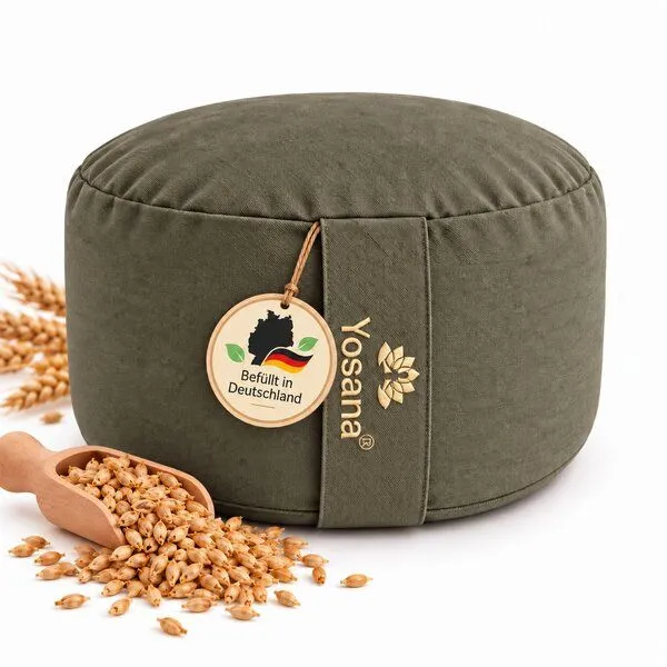 Yosana Yosana Yogakissen rund, Meditationskissen 30x15cm, Olivgrün, – Produktbild 6 von 8