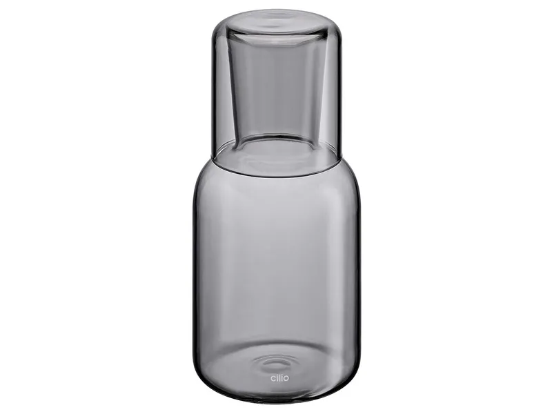 cilio cilio Karaffe "LORENZO" mit Trinkglas, aus mundgeblasenem Borosilikatglas, Grau, – Produktbild 1 von 1