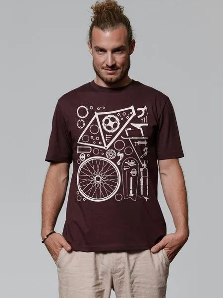 watapparel watapparel T-Shirt Unisex Fahrradteile, Red brown, – Produktbild 2 von 4