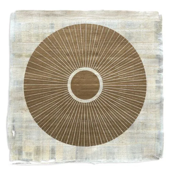 Veskor Cassiopeia Veskor Cassiopeia CENTRAL SUN PAPYRUS Sonnen Linoldruck | 24 × 24 cm | Warmgold auf natürlichem Papyrus-Papier – Produktbild 1 von 4