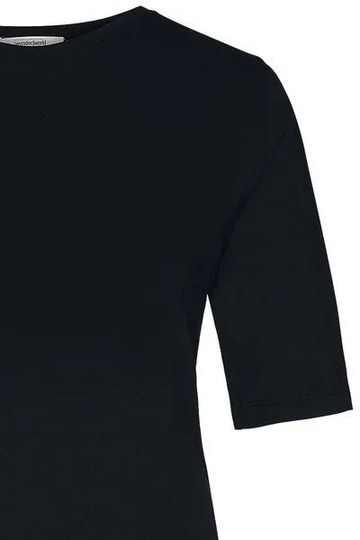 Wunderwerk Wunderwerk Damen T-Shirt aus Biobaumwolle und Modal "Metro core crew tee 1/2", Schwarz, – Produktbild 4 von 4