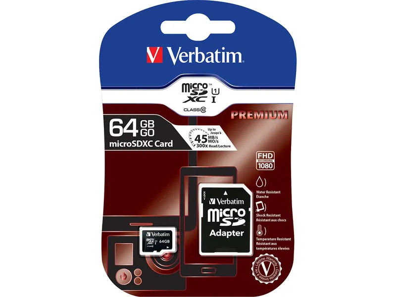 Verbatim Verbatim Micro SDXC-Speicherkarte, 64 GB, Class 10 mit SD-Adapter – Produktbild 2 von 5