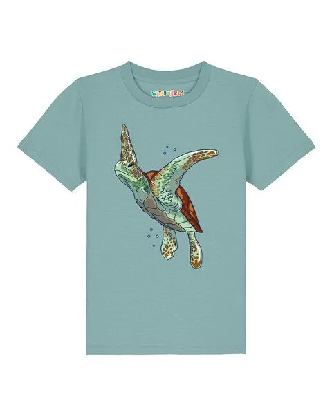 watabout.kids watabout.kids T-Shirt Kinder Schildkröte Watercolor, Teal monstera, – Produktbild 1 von 2