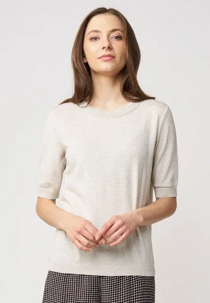LANA Organic LANA Organic Damenpullover aus Bio Baumwolle, Modell Alisa, Light sand melange, – Produktbild 3 von 4