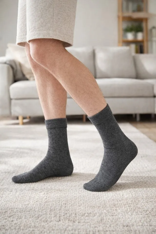 NERS Basicsocken aus Bambus Damen & Herren, ohne Naht im Zehenbereich, Komfortbund (Spar-Set, 6-Paar, verstärkte Verse) Premium Bambussocken Atmungsaktiv & Weich, mit Geschenkbox, Grau, – Produktbild 3 von 5