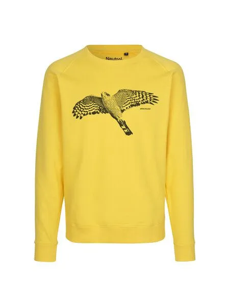 Peaces.bio - handbedruckte Biomode Peaces.bio - handbedruckte Biomode Bio Herren-Sweatshirt Sperber, Gelb, – Produktbild 1 von 2