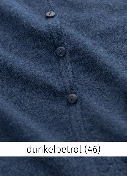 Heidekönigin Heidekönigin Strickjacke mit Ajourkante - GOTS, Dunkelpetrol, – Produktbild 2 von 3