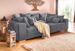 Home affaire Big-Sofa Neapel, mit vielen losen Kissen, in 2 Bezugsqualitäten – Produktbild 1 von 1