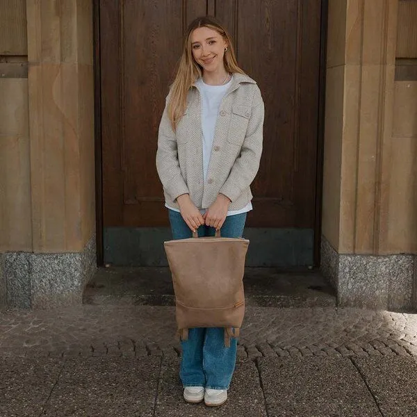 BOWLEANIES TASCHEN BOWLEANIES TASCHEN Rucksack aus Lederfaserstoff, Hellbraun, – Produktbild 3 von 4
