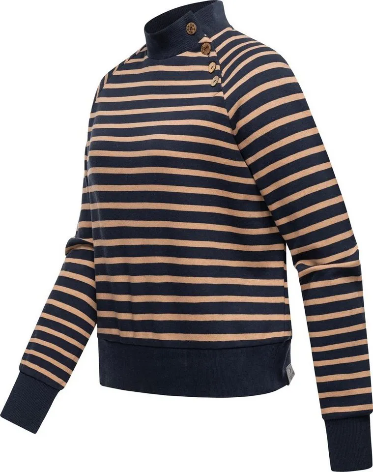 ragwear ragwear Sweatshirt Majjorka Stylisches Damen Langarmshirt mit Rippbündchen und Zierknöpfen, Blau, – Produktbild 1 von 3