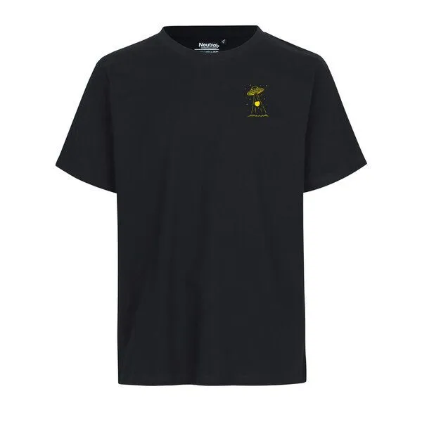 HANDGEDRUCKT HANDGEDRUCKT "Beam it up" Unisex T-Shirt aus reiner Baumwolle (kbA), Black, – Produktbild 2 von 3
