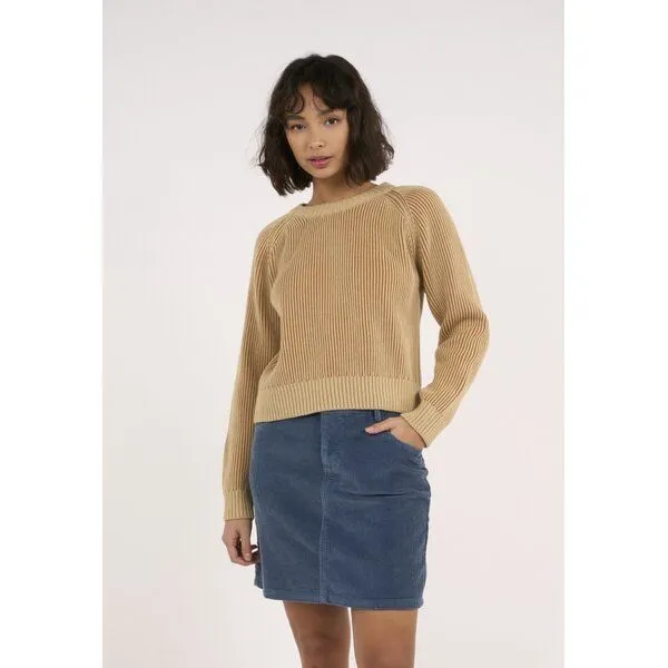KnowledgeCotton Apparel KnowledgeCotton Apparel Strick-Pullover TWO TONED CREW NECK aus Bio-Baumwolle, Natur (safari), – Produktbild 1 von 3