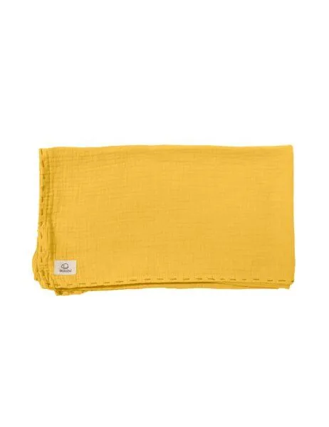 Mababu Mababu Musselin Stilltuch, Krabbeldecke, Pucktuch 100x100 cm, Mustard, – Produktbild 3 von 4