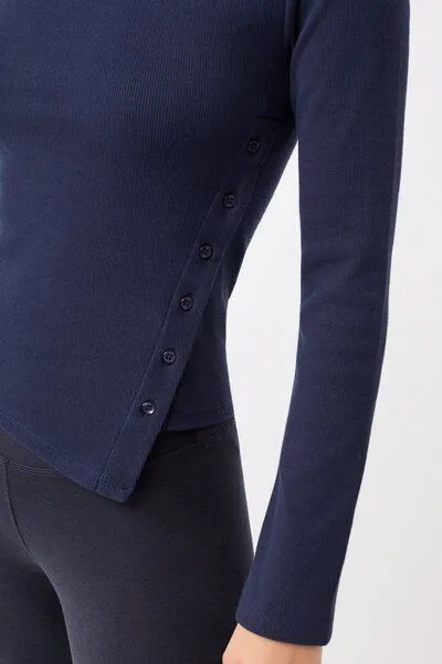 mandala mandala Side Button Longsleeve, Night-sky (blau), – Produktbild 3 von 4