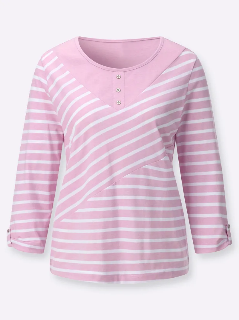 Witt Ringelshirt rosé-ecru-gemustert, Rosé-ecru-gemustert, – Produktbild 1 von 2