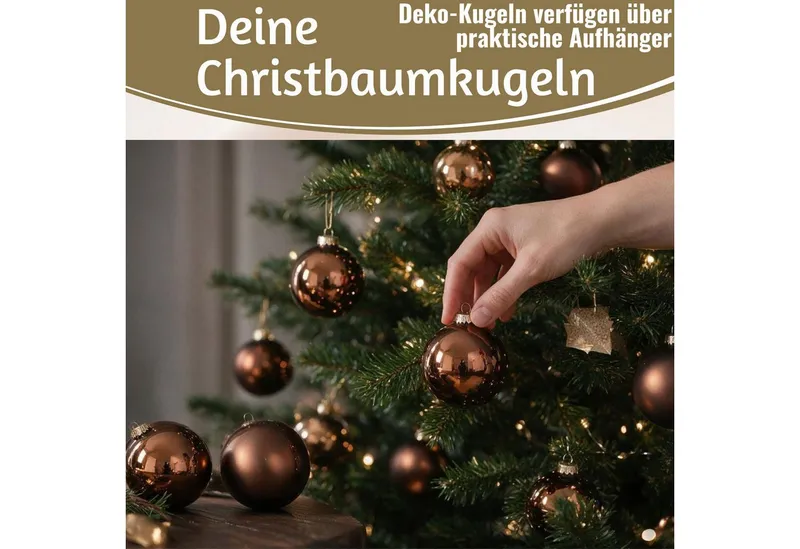 LS-LebenStil Weihnachtsbaumkugel 18-20 Design Glas Weihnachtskugeln 6cm Braun Espresso Christbaum Deko (18 St), Edle Weihnachtsdeko Matt / Glänzend Weihnachtsbaumschmuck Deko Kugeln, Braun, – Produktbild 4 von 5
