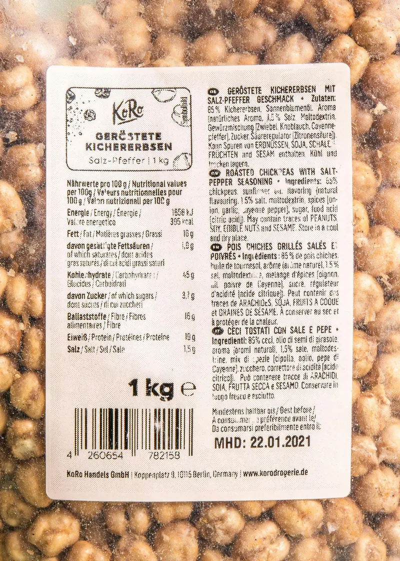 KoRo Geröstete Kichererbsen mit Salz und Pfeffer 1 kg – Produktbild 3 von 5