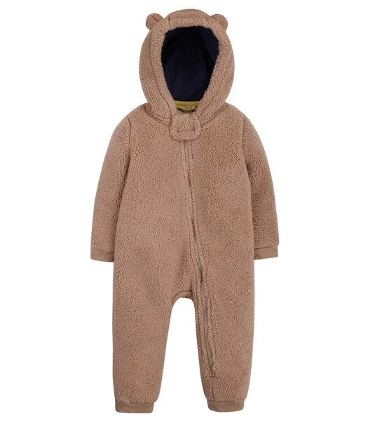 Frugi Frugi Kuschliger Overall mit Ohren aus recyceltem Polyester-Fleece, Braun, – Produktbild 1 von 3