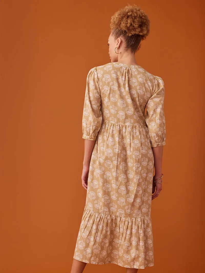 Envie De Fraise Langes Boho-Kleid für Schwangerschaft & Stillzeit ENVIE DE FRAISE, Gelb, – Produktbild 4 von 4