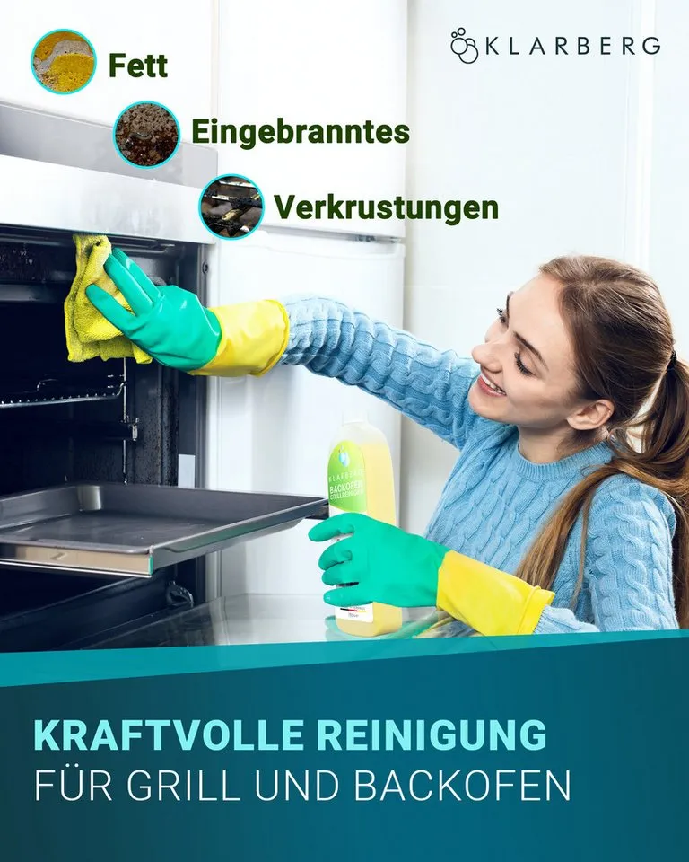 Klarberg Backofen- & Grillreiniger extra stark – für Ofen, Grill, Gasgrill Backofenreiniger (Spar-Set, [- geruchsneutral, extra stark) – Produktbild 4 von 5