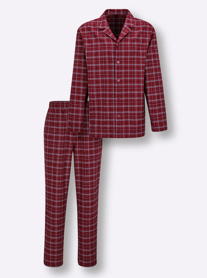 wäschepur men Pyjama, Dunkelrot-dunkelblau-kariert, – Produktbild 2 von 2