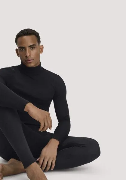 hessnatur hessnatur Longpants PURE FUNCTION aus Bio-Merinowolle und Seide, Schwarz, – Produktbild 3 von 3