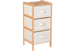 BEGRYF Badregal Bambusregal mit 3 Stoffschubladen Natur Beige 37 x 35 x 79 cm – Produktbild 1 von 1