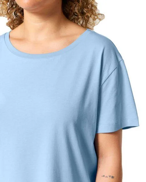 YTWOO YTWOO Damen-Scoop-Neck-T-Shirt aus Bio-Baumwolle, Hellblau, – Produktbild 3 von 4