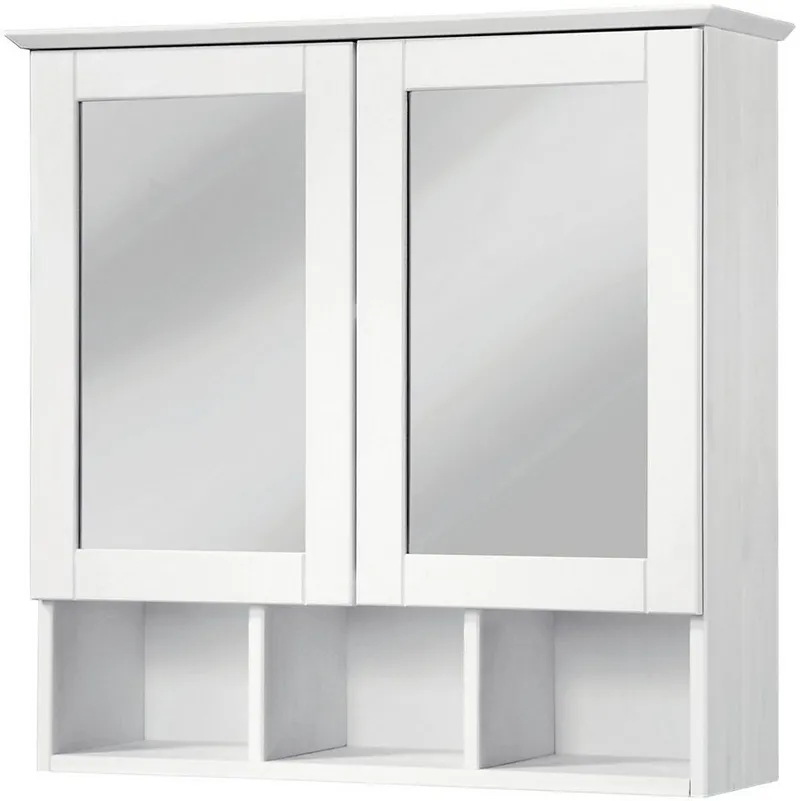 welltime Spiegelschrank Landhaus Sylt Badschrank, Badmöbel, FSC®-zertifiziert Breite 62,5 cm, aus Massivholz, Weiß, – Produktbild 2 von 8