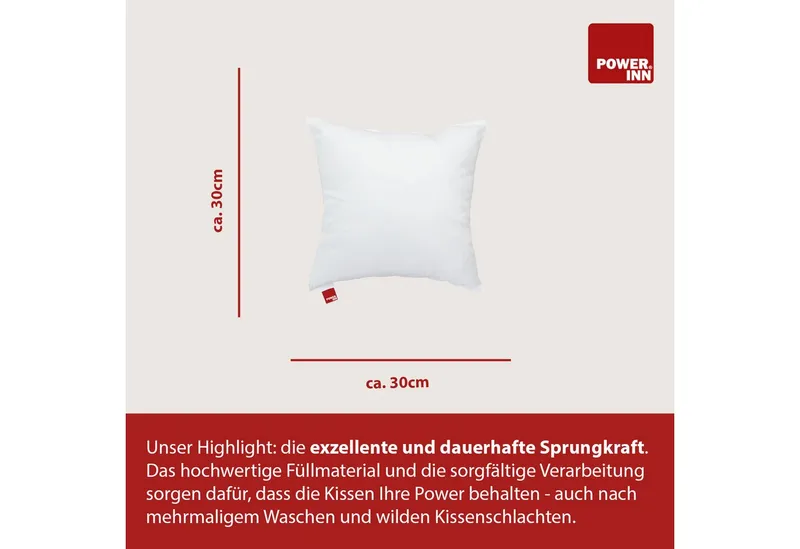 POWER INN Kissenfüllung POWER INN Innenkissen Baumwolle, 30 x 30 cm, Kisseninlett, Waschbar, Weiß, – Produktbild 2 von 5