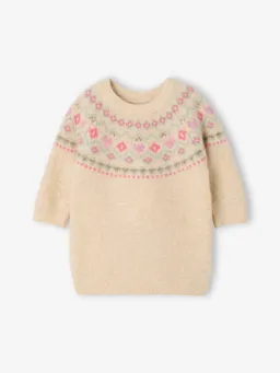 Vertbaudet Baby Strickkleid mit Norwegermuster vanille – Produktbild 1 von 1