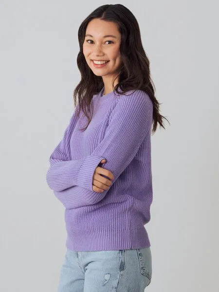 Honest Basics Honest Basics Damen Strickpullover aus 100% Bio-Baumwolle, Lila, – Produktbild 4 von 5