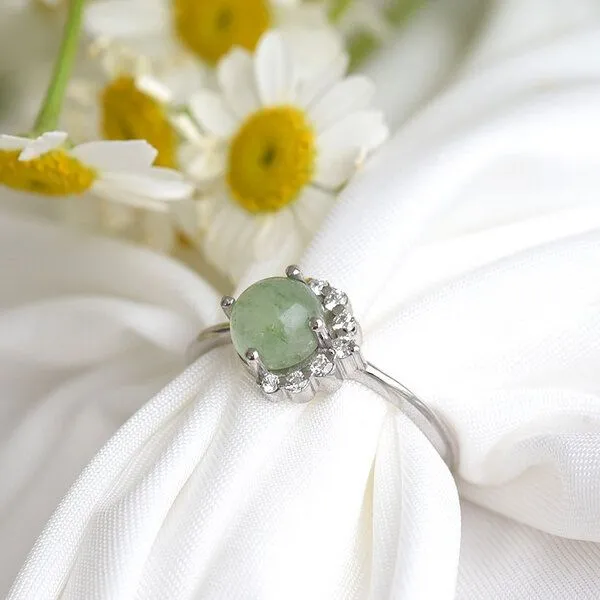 Eppi Eppi Goldener Ring mit Avanturin und Diamanten Zaray, Weiß, – Produktbild 2 von 4