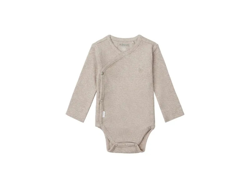 Noppies Wickelbody Nino taupe melange rip Gr. 62, Natur, braun, – Produktbild 1 von 1