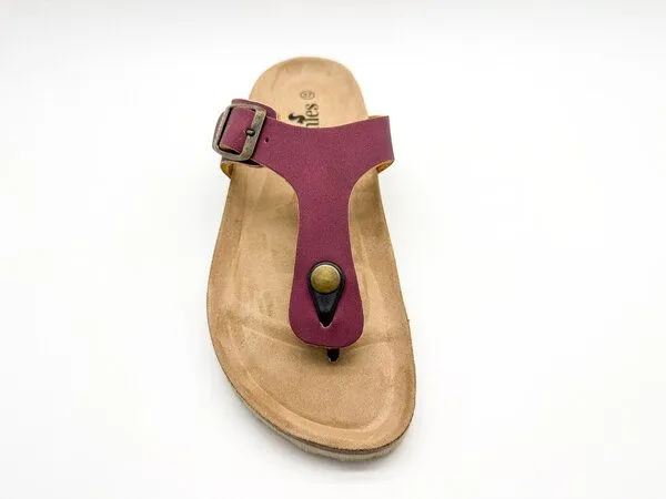 thies Vegane thies ® Eco Bio Thong Sandale aus rec. PET mit Kork-Tieffussbett, Plum, – Produktbild 3 von 4
